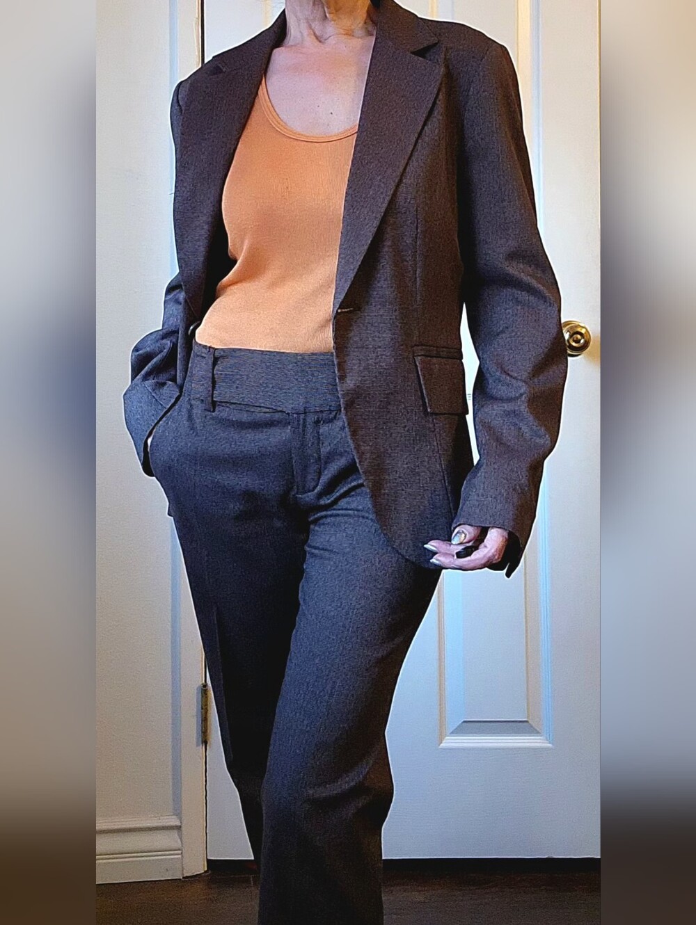 ZARA BASIC Women's Tailored Brown Blazer - Classic Single-Breasted Suit Jacket